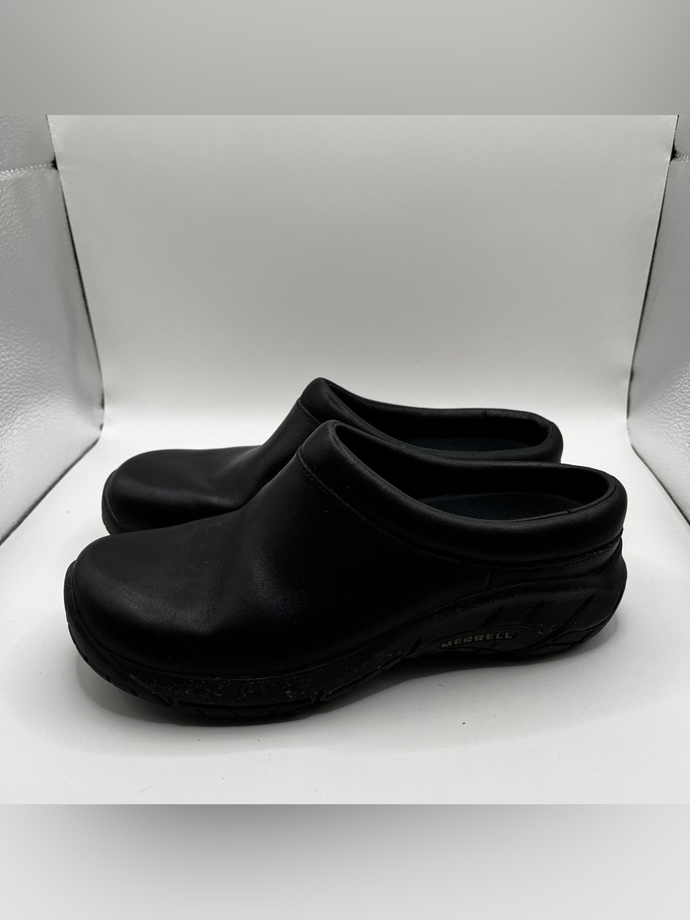 Merrell Encore Nova 4 black leather slip on clogs size 6 EUC - Picture 5 of 10